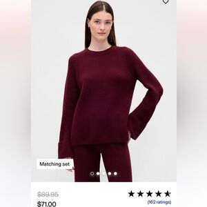 GAP CashSoft Shaker-Stitch Crewneck Sweater Tuscan Red Small